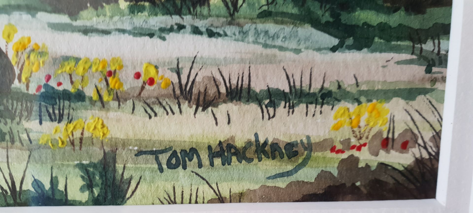 Original Art Framed Watercolour Titled Welsh Scene Artist Tom Hackney Signed - Image 2 of 2