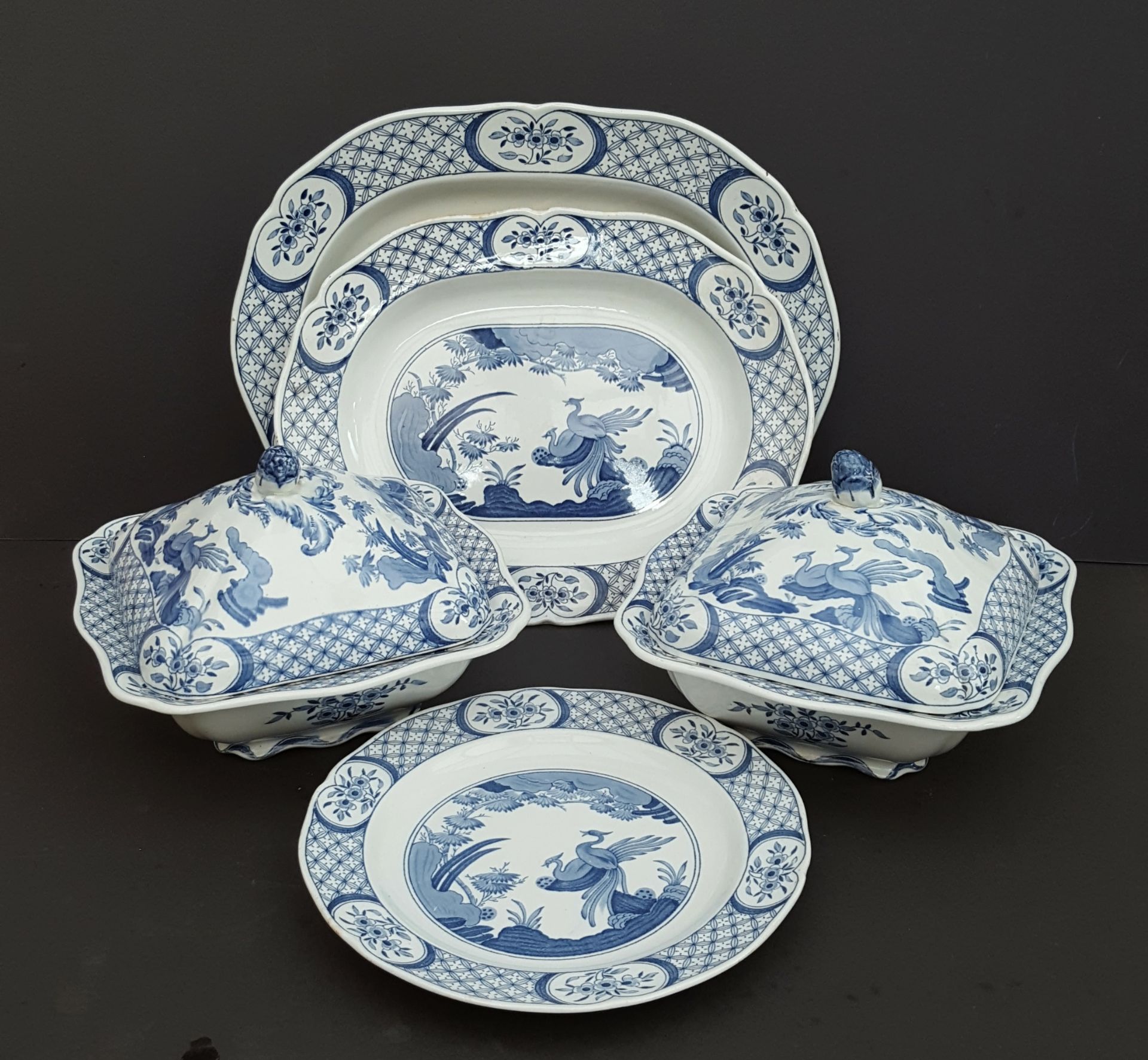 Collection of Blue & White Furnivals Ltd Old Chelsea China Total Of 7 Pieces Reg No c1913