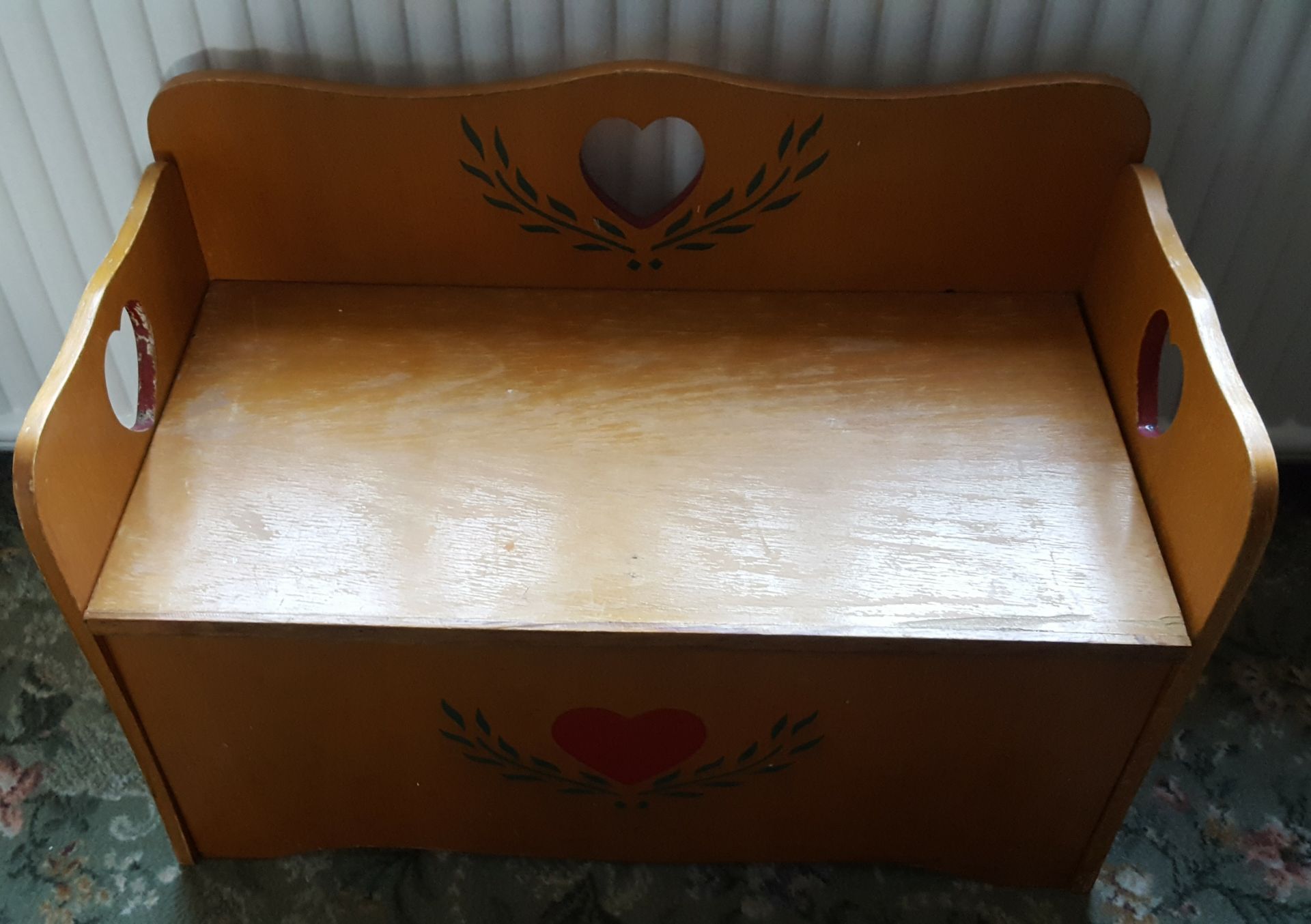 Vintage Retro Solid Pine Childs Window Seat & Store Box - No Reserve