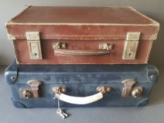 Vintage Retro Pair Suitcases Includes A Globe Trotter With Keys.