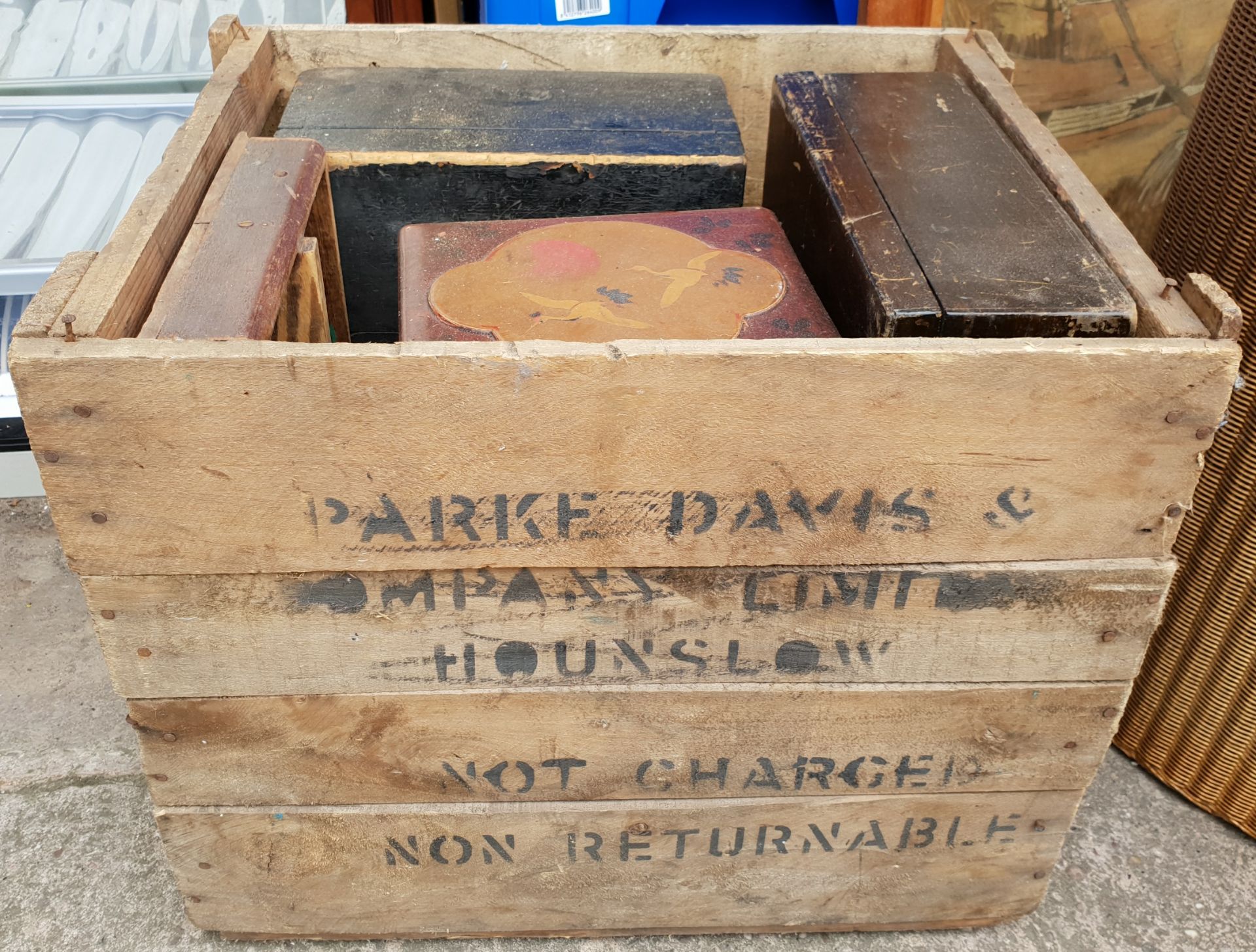 Vintage Retro Crate of Assorted Wooden Boxes - No Reserve