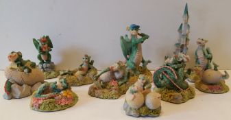 Vintage Retro Collection of 11 Enchanted Land Dream Dragon Figures - No Reserve