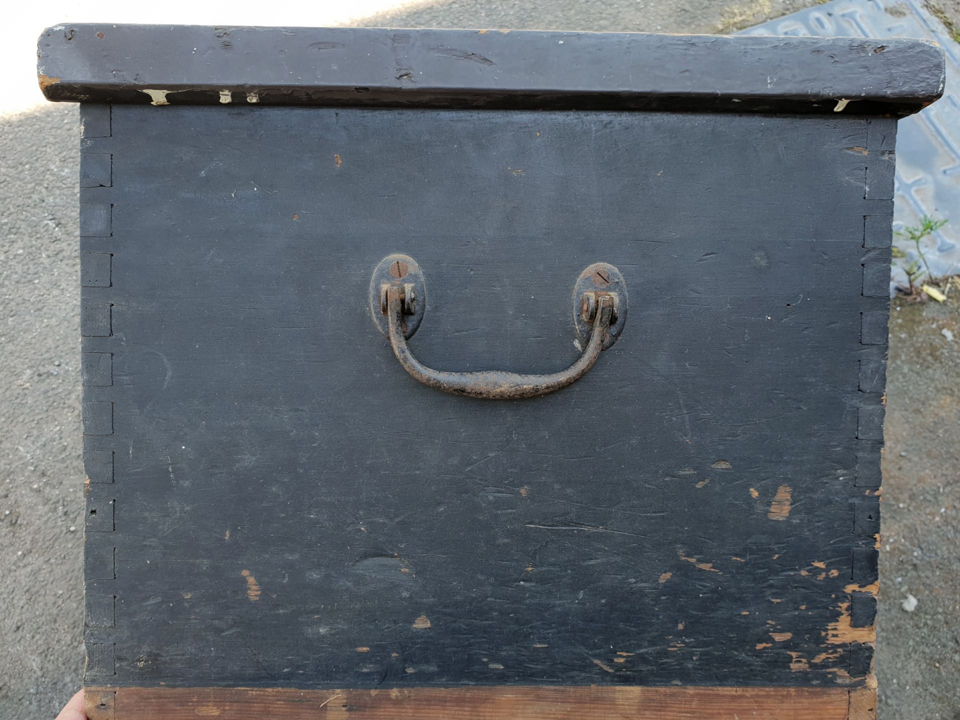 Antique Pine Box or Chest Painted Black - Image 2 of 2
