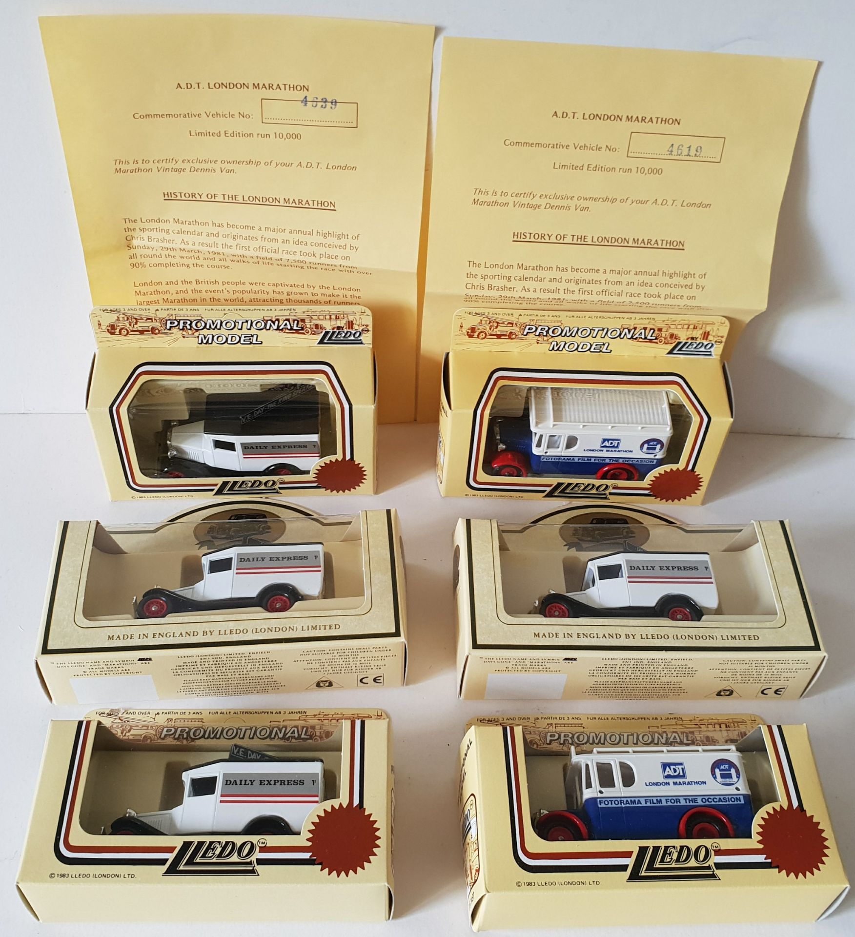 Vintage Boxed Collectable Lledo Die Cast Metal Toy Cars Adt & Daily Express Advertising