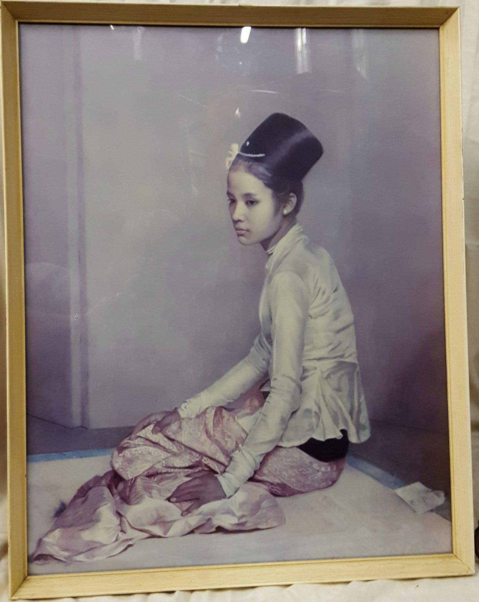 Vintage Retro Print of Princess Saw Ohn Nyun by Sir Gerald Kelly c1960's In Original Frame