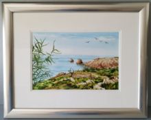 Original Art Framed Watercolour Titled Cyprus Artist Tom Hackney Monogram Lower Left