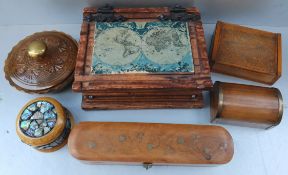 Vintage Retro Treen Collection of 6 Assorted Wooden Boxes