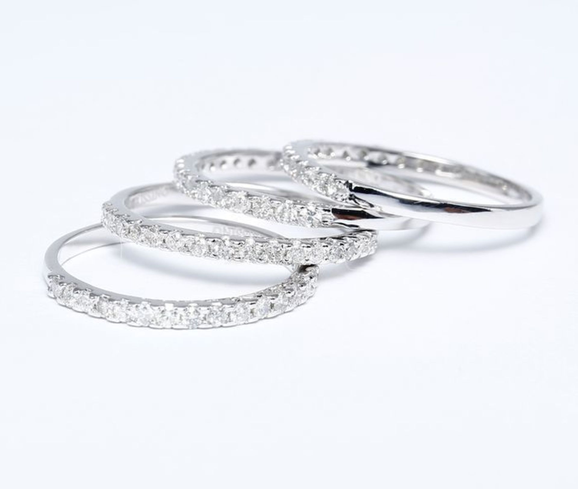 14 K White Gold Set of 4 Diamond Rings Made for each other