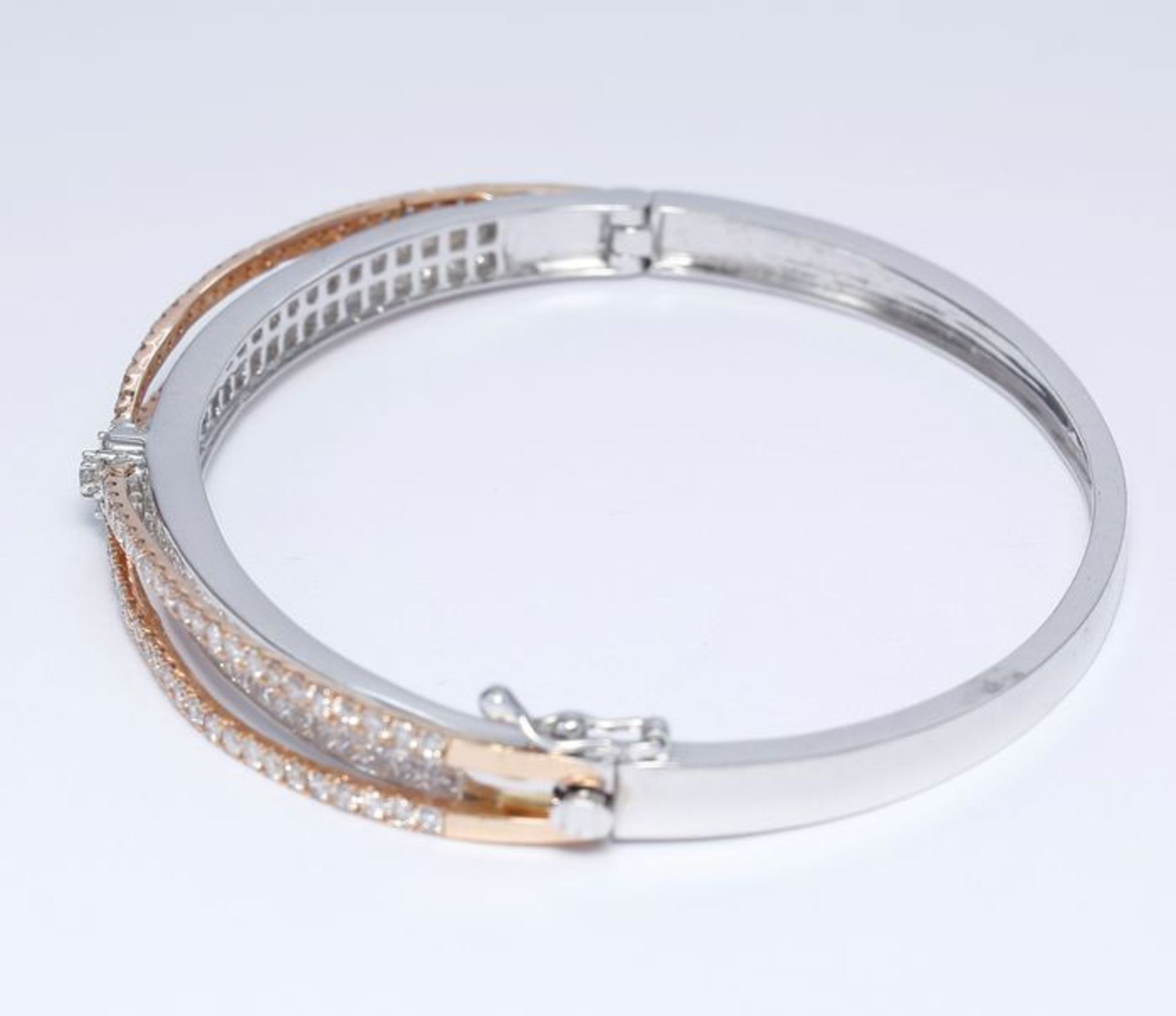 14 K / 585 White & Rose Gold Designer Diamond Bracelet - Image 5 of 7