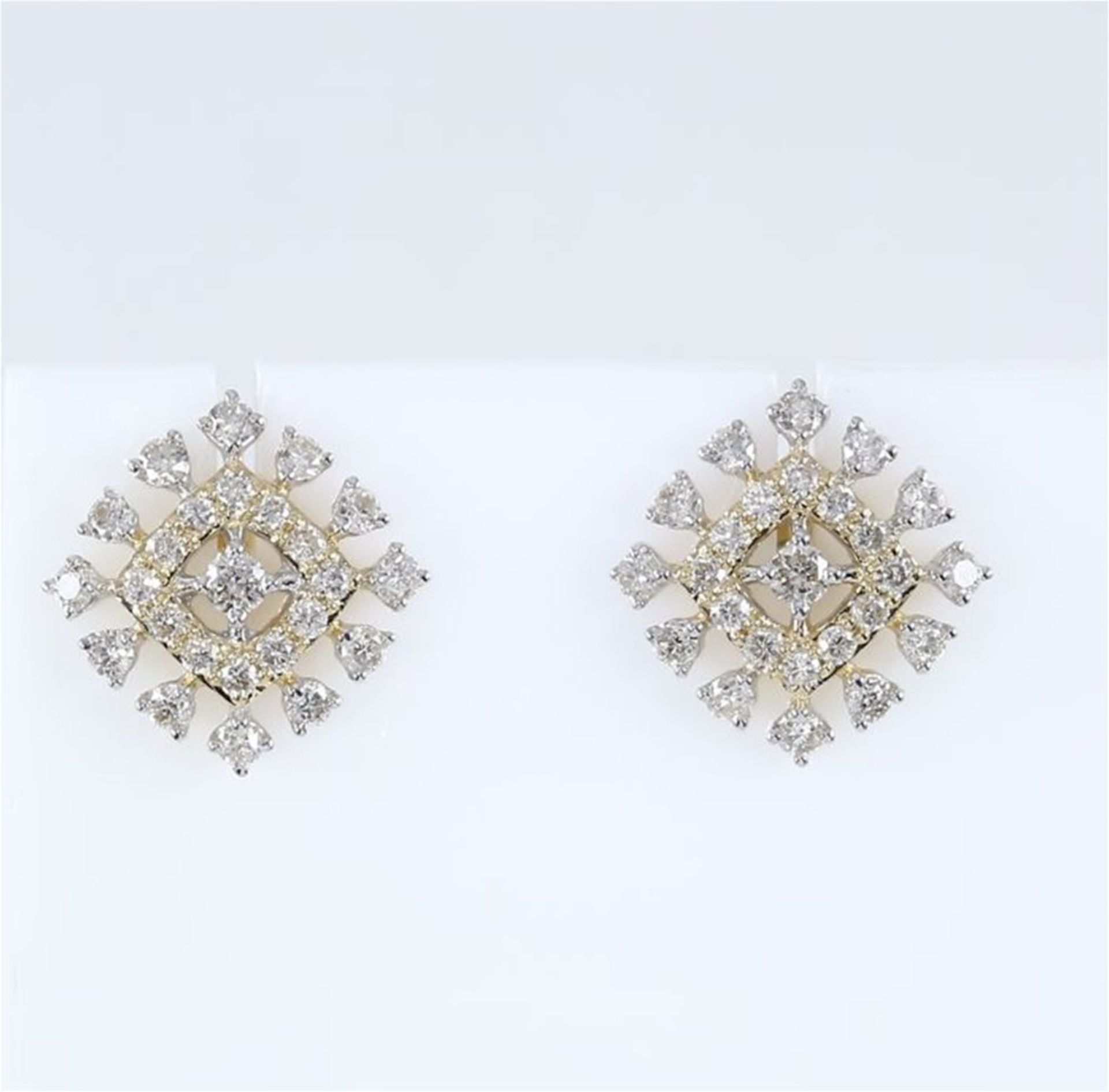 IGI Certified 18 K Yellow Gold Diamond Earrings