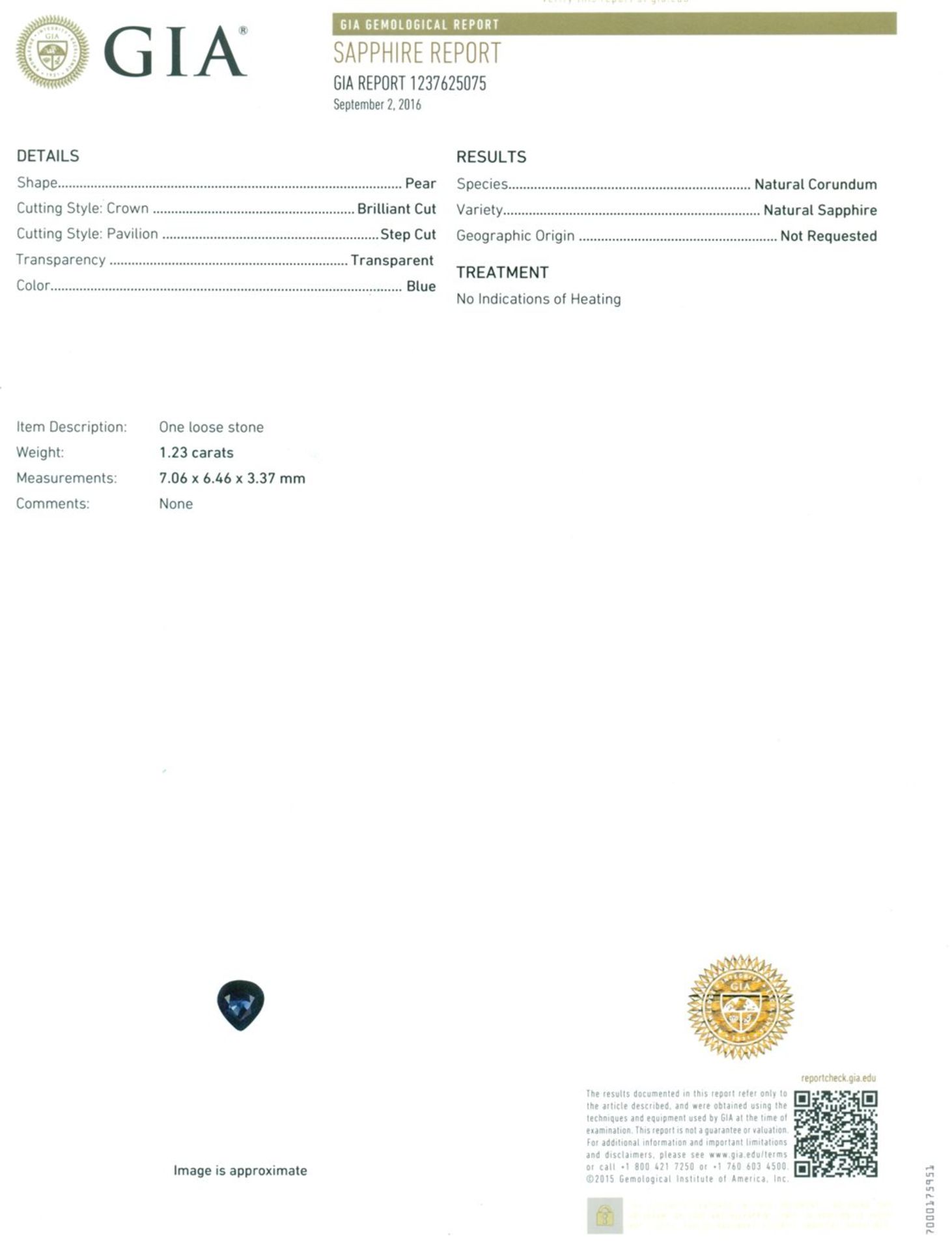 14 K / 585 White Gold Designer Sapphire (GIA Certified) and Diamond Pendant - Image 2 of 4