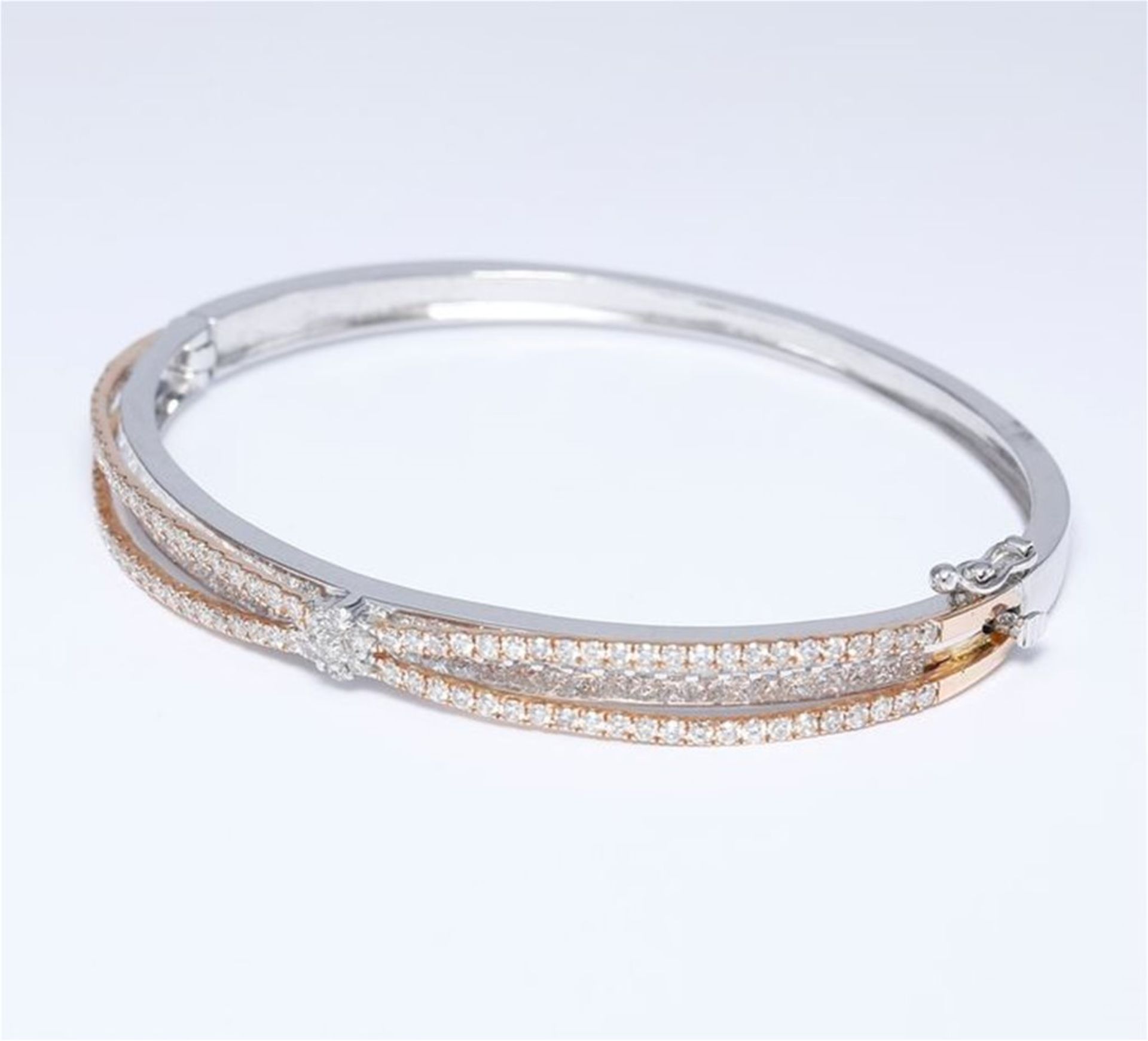 14 K / 585 White & Rose Gold Designer Diamond Bracelet - Image 3 of 7