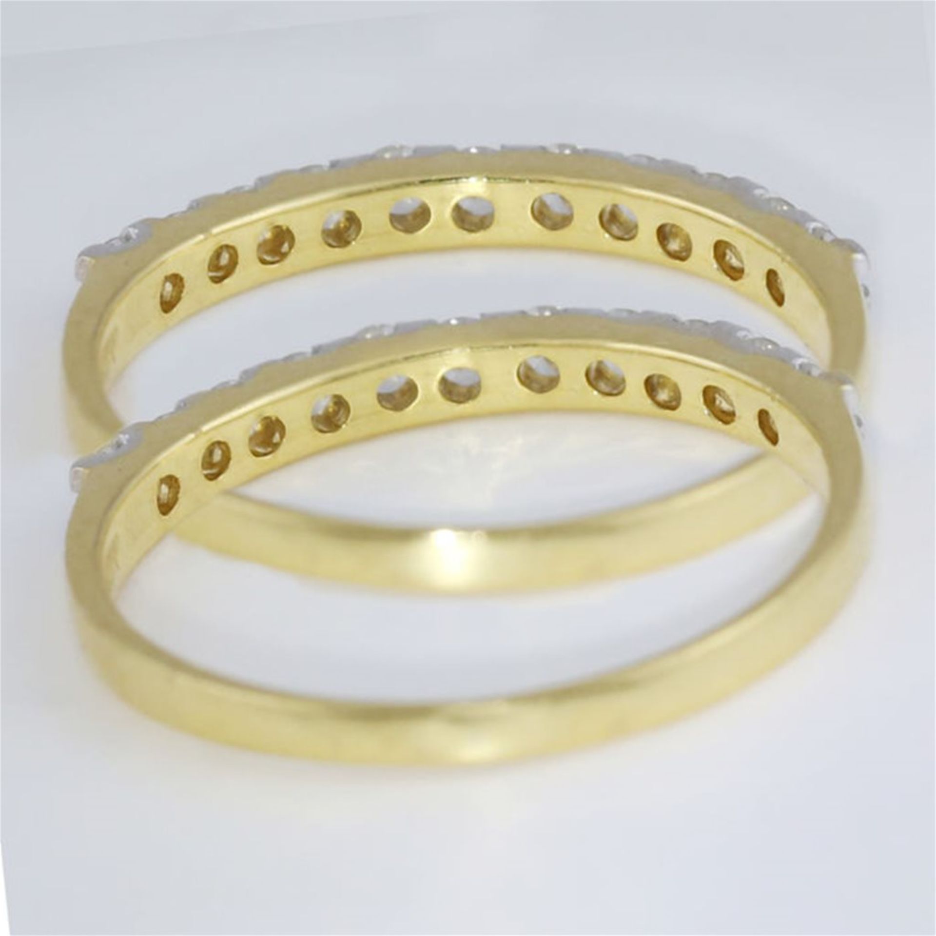 14 K / 585 Yellow Gold - Set of 4 Diamond Band Rings - Image 3 of 4