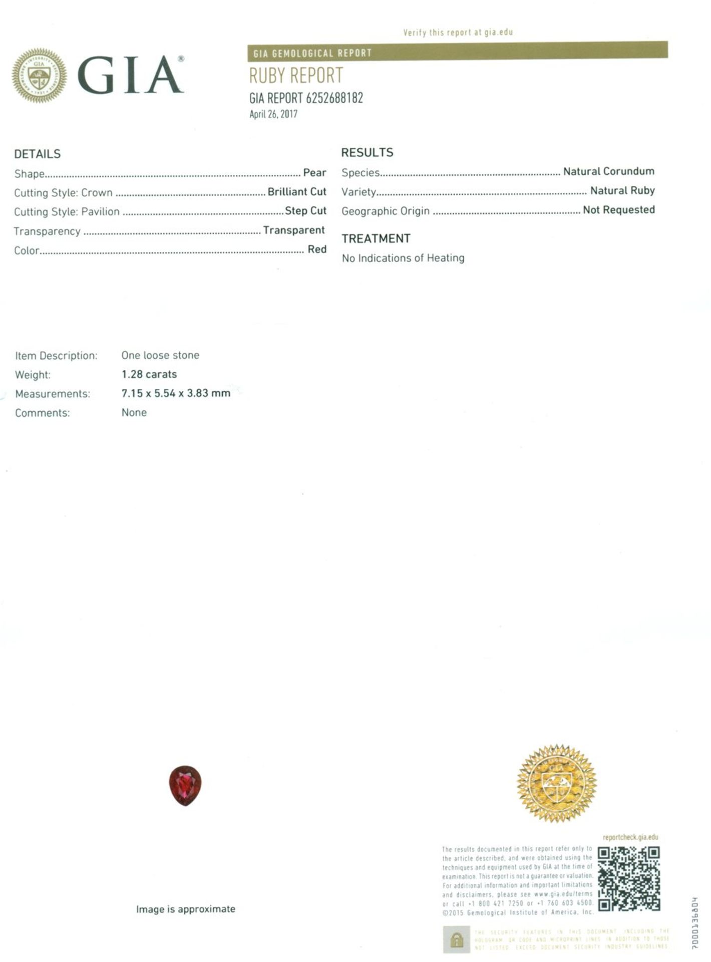 14 K / 585 White Gold Designer Ruby (GIA Certified) & Diamond Pendant - Image 2 of 9