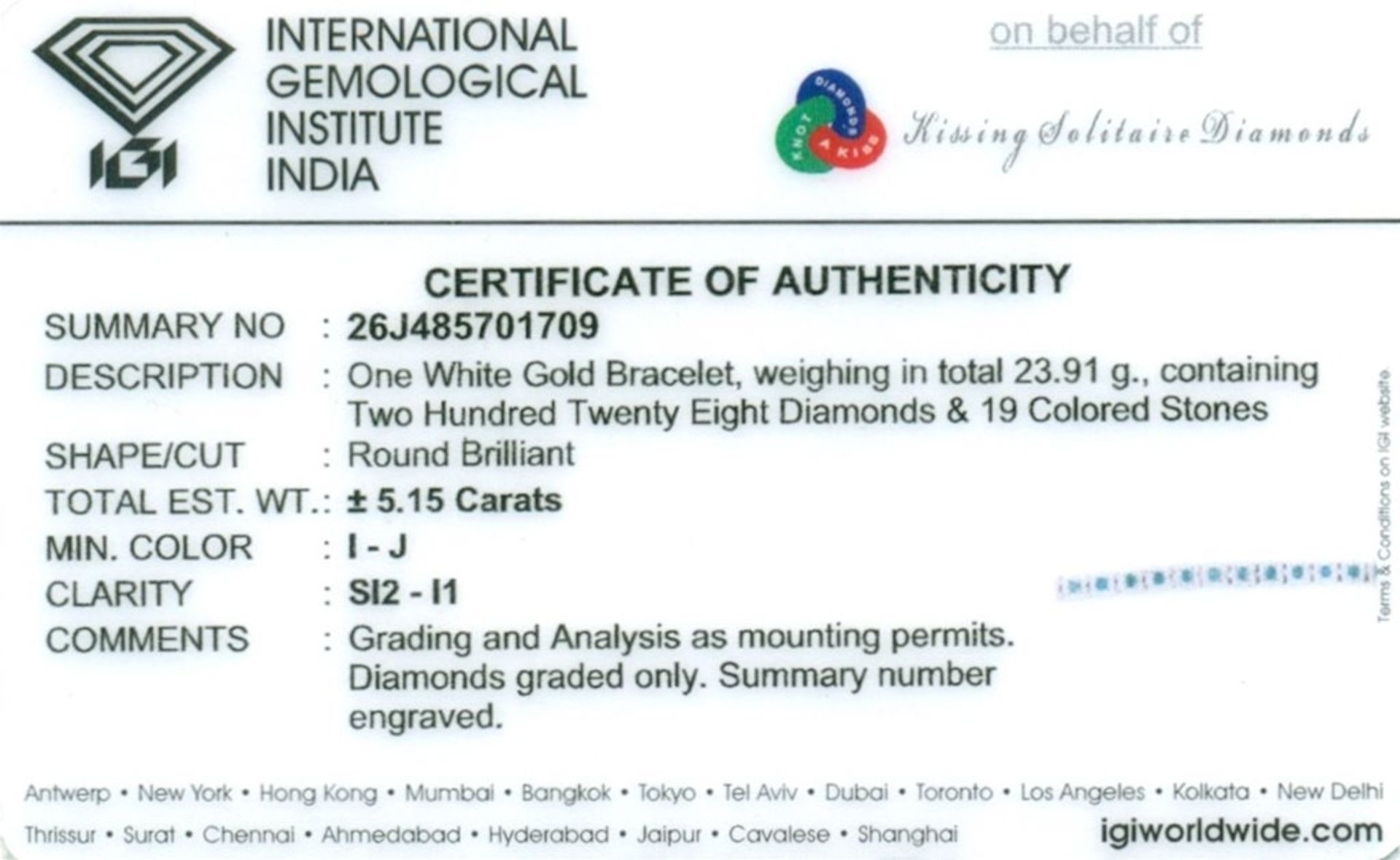 IGI Certified 14 K / 585 White Gold Colombian Emerald and Diamond Bracelet - Image 2 of 10