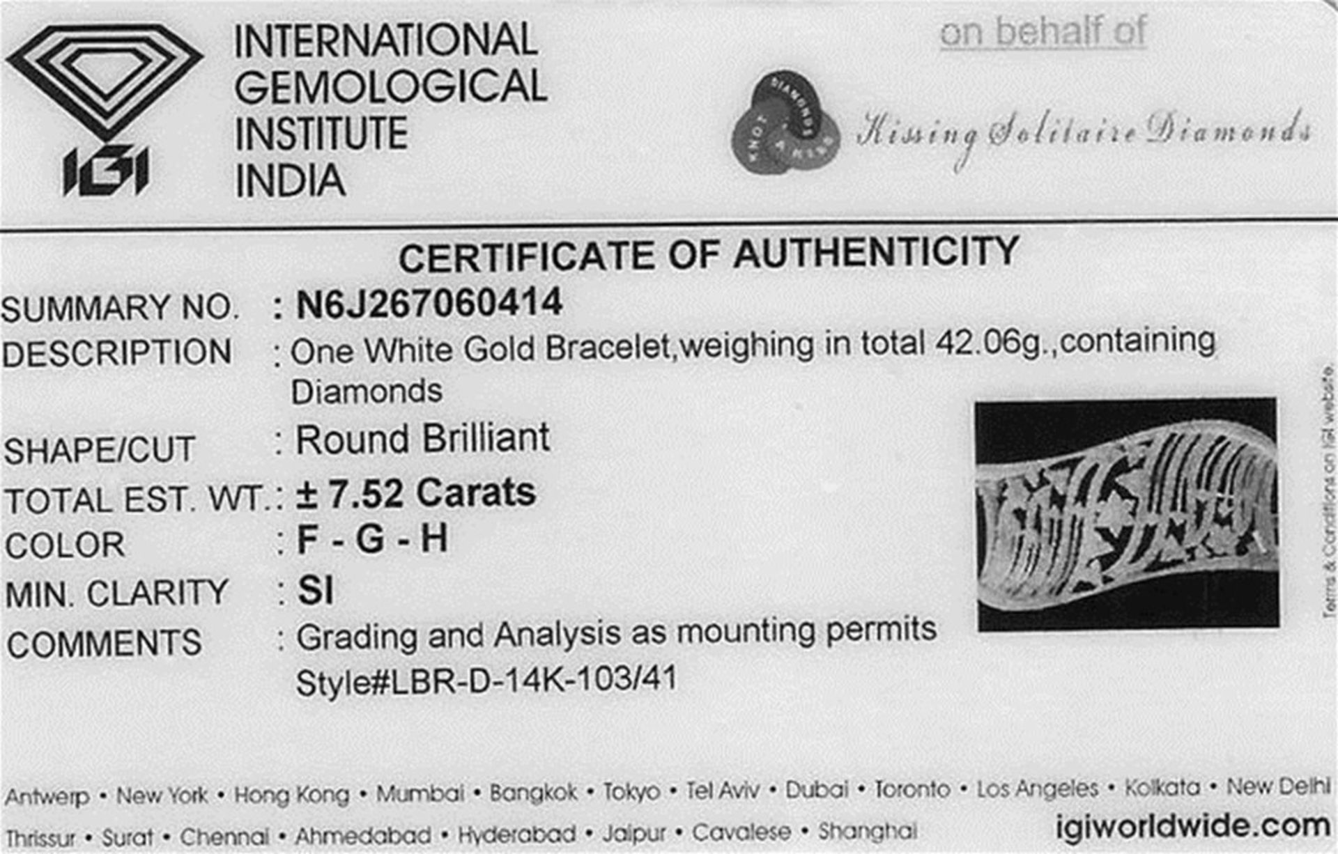 IGI Certified 14 K / 585 White Gold Designer Diamond Bracelet - Image 2 of 10