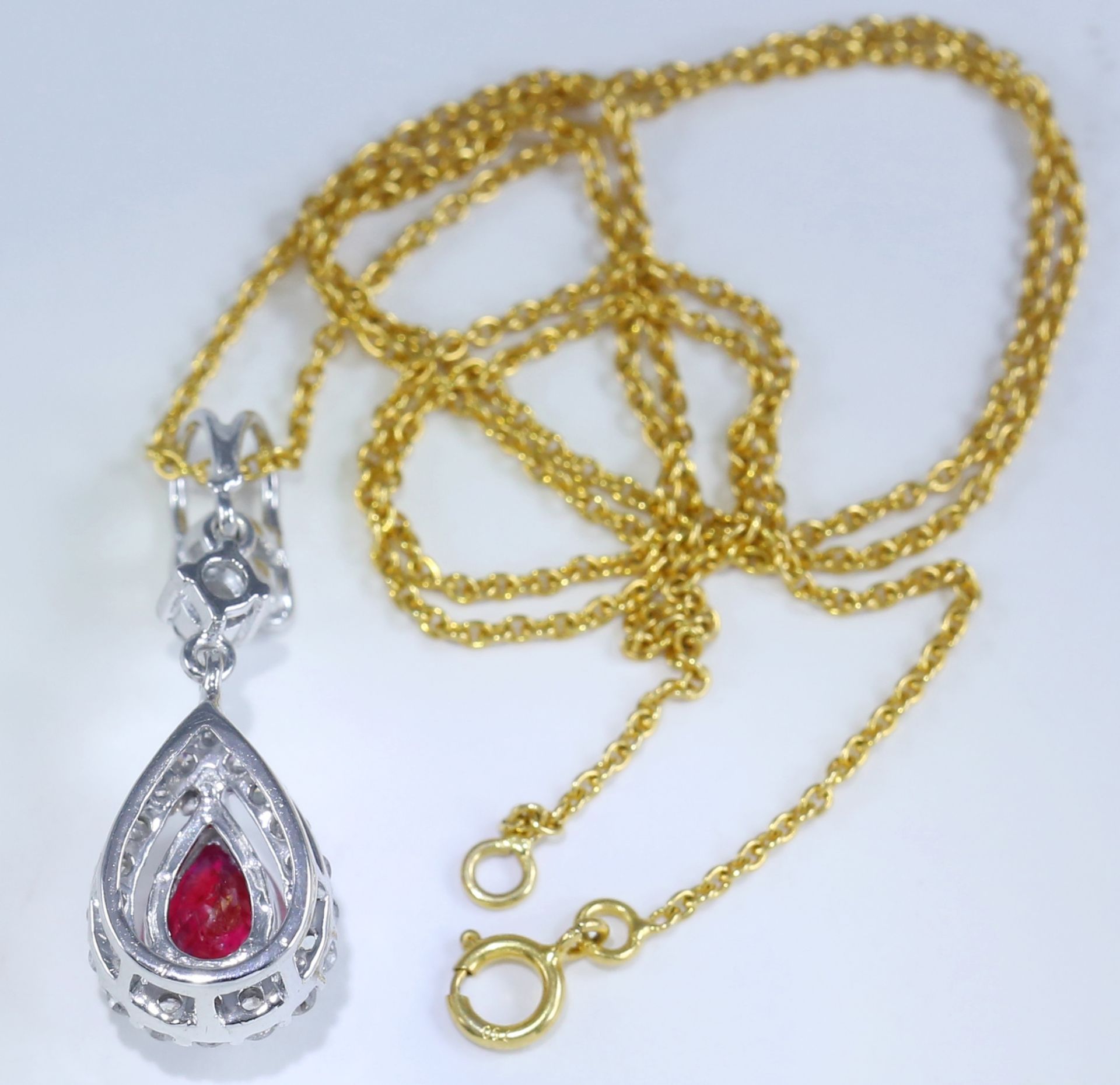 14 K / 585 White Gold Designer Ruby (GIA Certified) & Diamond Pendant - Image 9 of 9