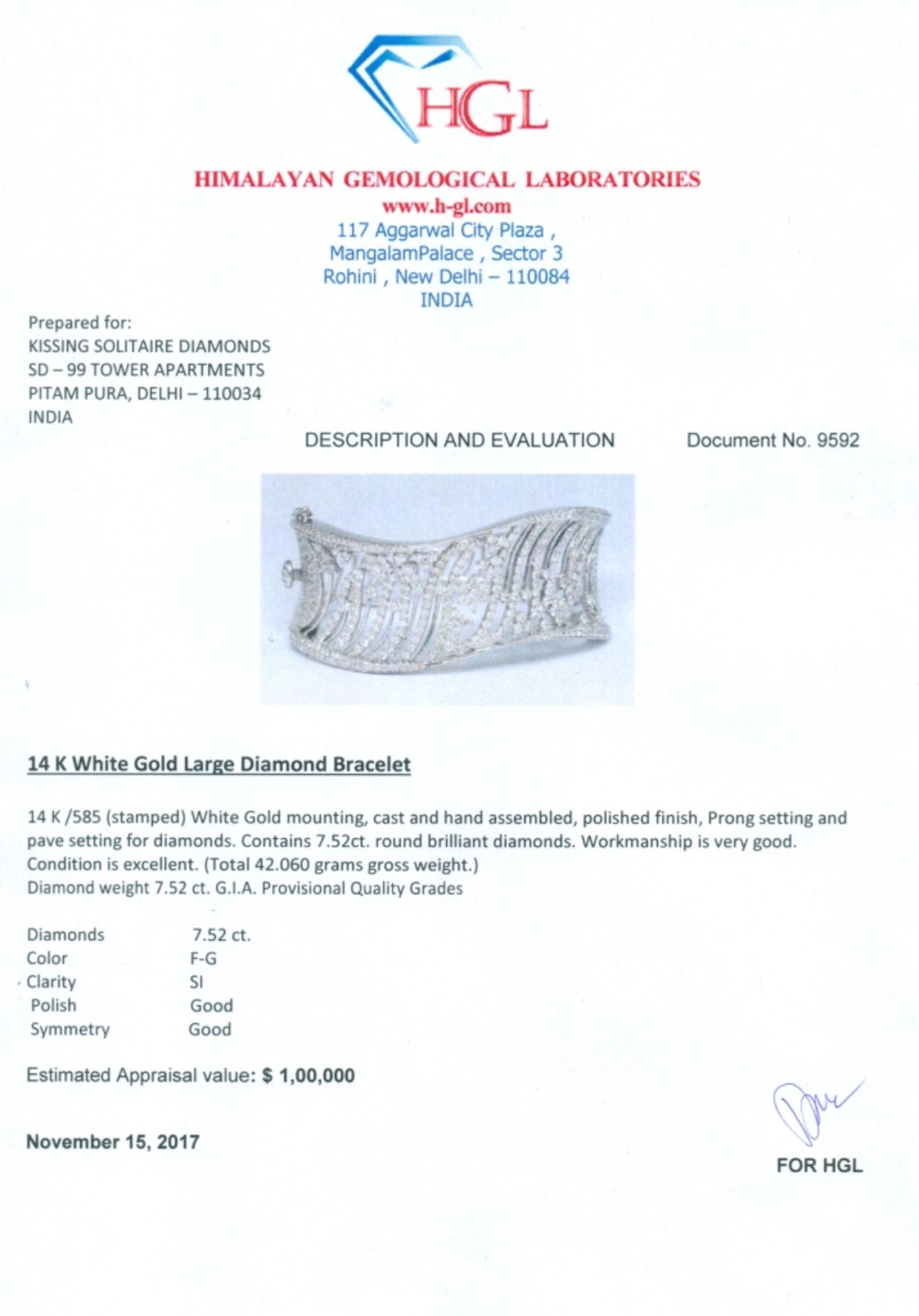 IGI Certified 14 K / 585 White Gold Designer Diamond Bracelet - Image 9 of 10