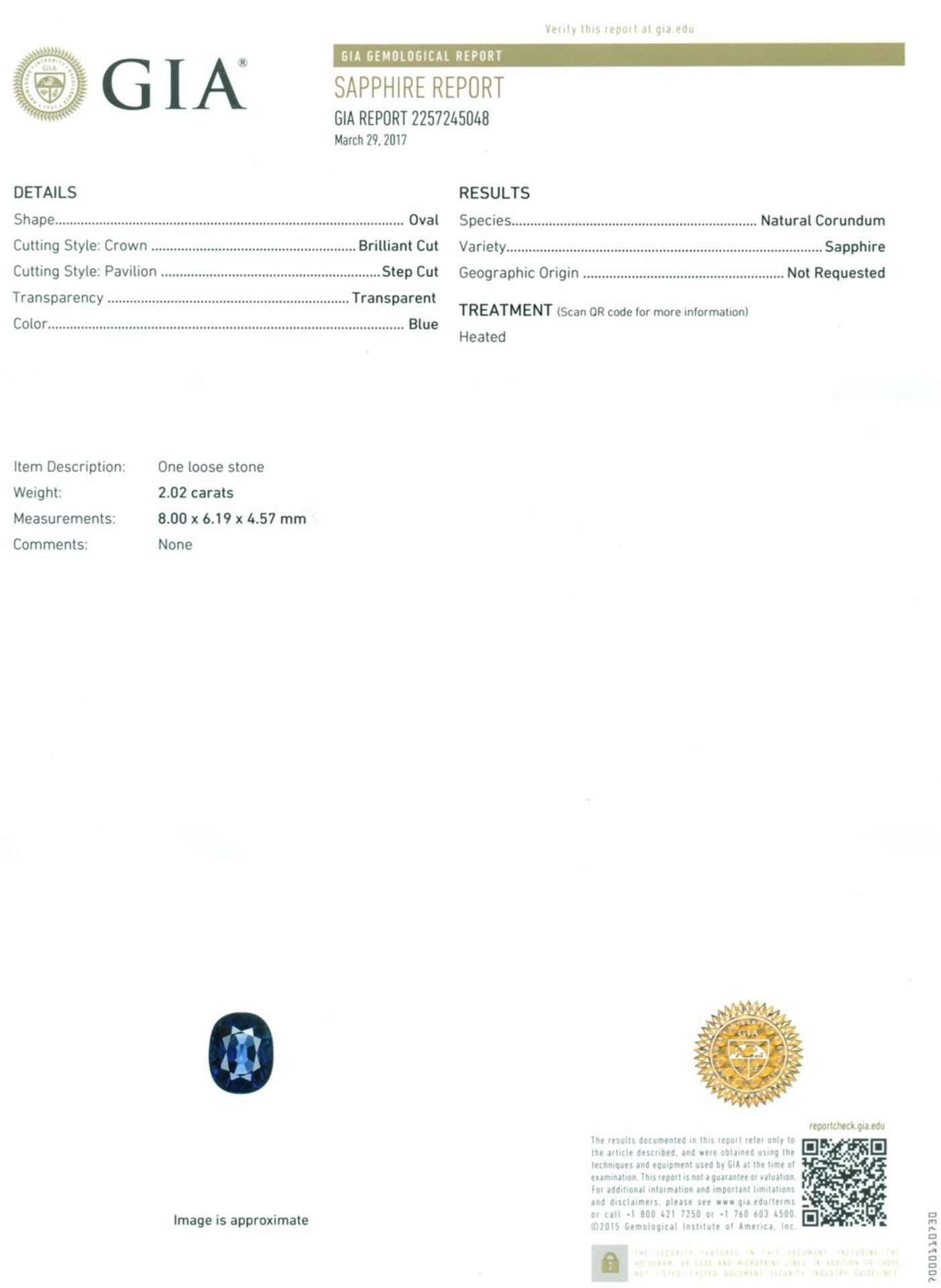 14 K / 585 White Gold Designer Blue Sapphire (GIA Certified) & Diamond Pendant - Image 2 of 9