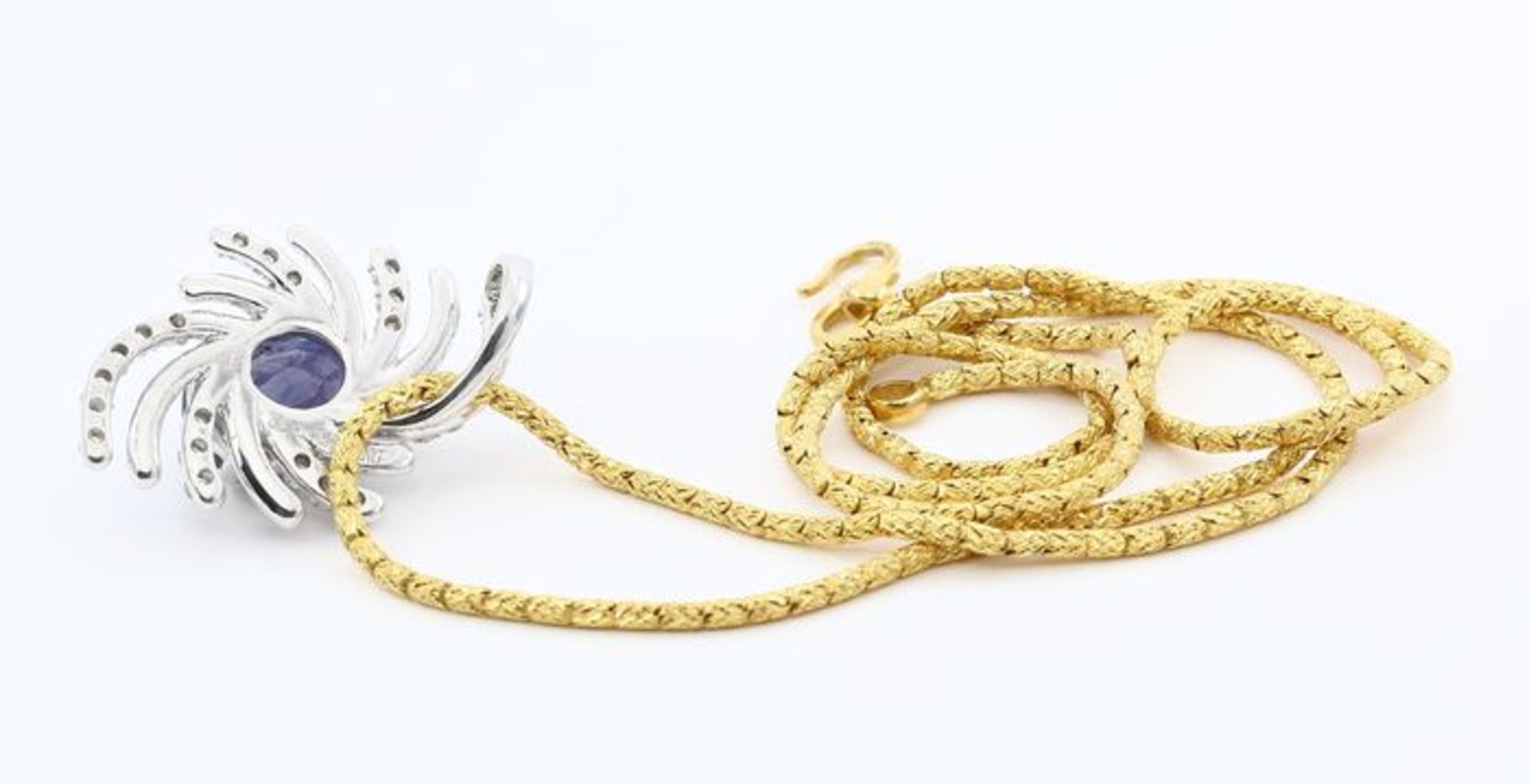 14 K / 585 White Gold Kashmir Sapphire (GRS Certified) & Diamond Pendant - Image 10 of 10