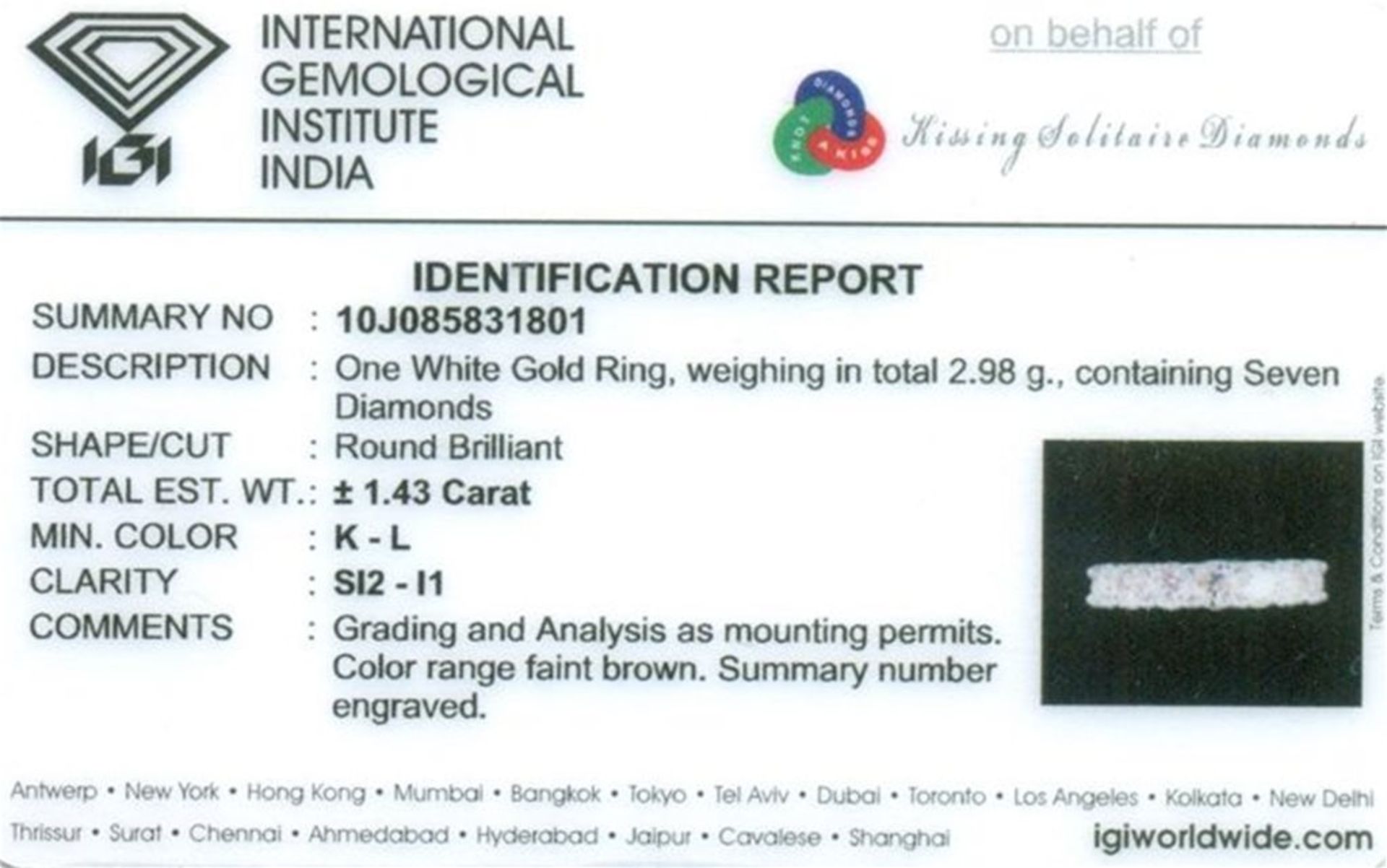 IGI Certified 14 K / 585 White Solitaire Diamond Ring - Image 2 of 6