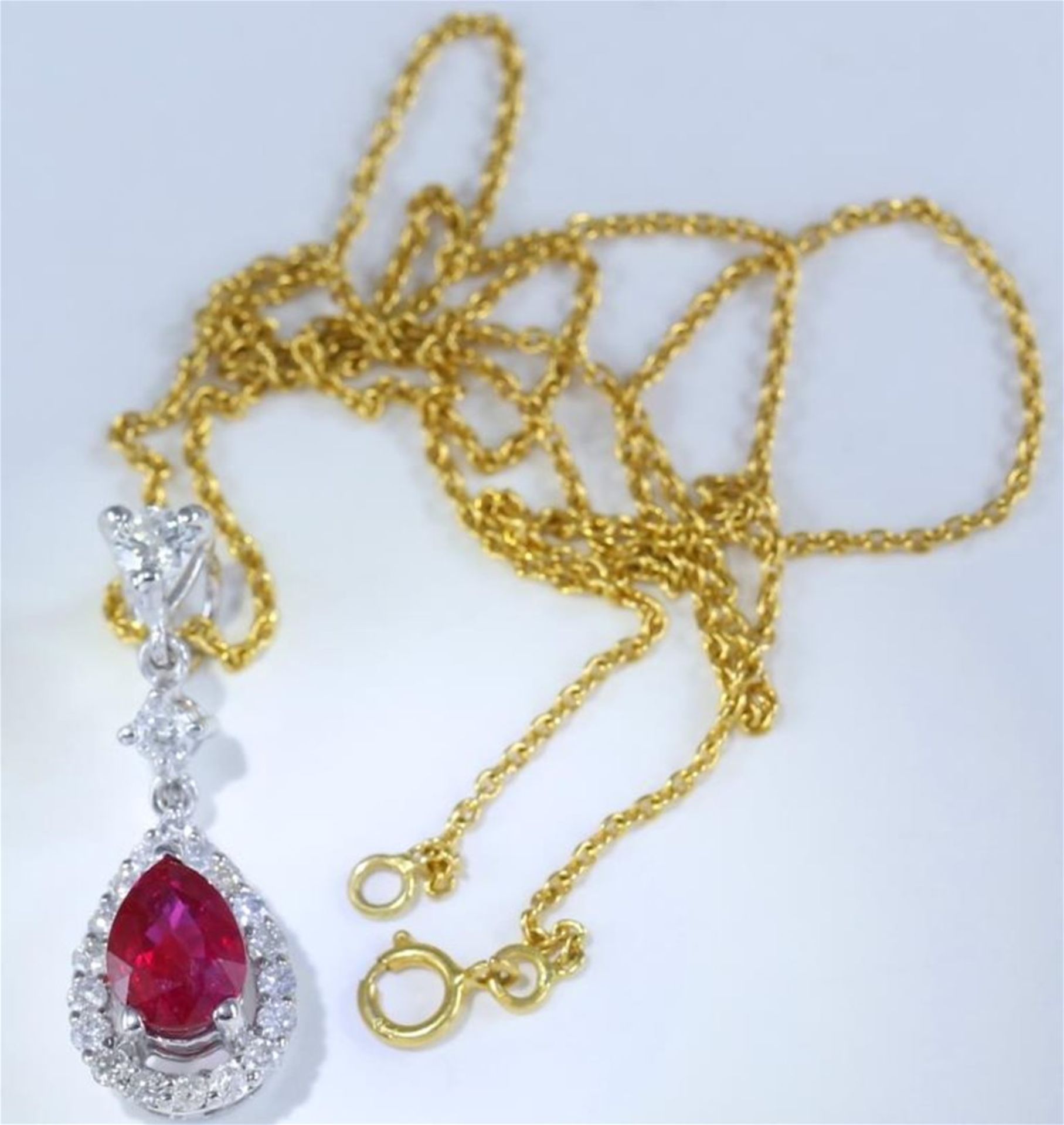 14 K / 585 White Gold Designer Ruby (GIA Certified) & Diamond Pendant - Image 3 of 9