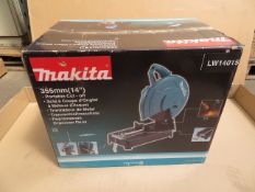 (A14) Makita Lw1401S 2200W 355Mm Chop Saw 240V- New Condition, Slightly Tatty Box.
