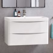 (C12) 800mm Austin II Gloss White Built In Basin Drawer Unit - Wall Hung. RRP £499.99. Comes