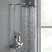 (C27) Square Exposed Thermostatic Shower Shelf, Kit & Large Head. Style meets function with our