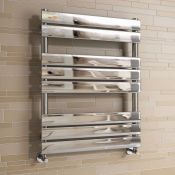 (C45) 800x600mm Chrome Flat Panel Ladder Towel Radiator. RRP £265.99. Made from low carbon steel
