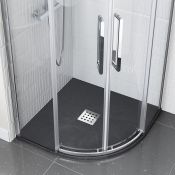 (C54) 900x900mm Quadrant Slate Effect Shower Tray & Chrome Waste. RRP £499.99. Hand crafted from