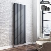 (C8) 1800x608mm Anthracite Double Flat Panel Vertical Radiator - Premium. RRP £599.99. Made from