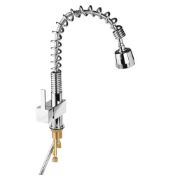 (K166) Maddie Brushed Chrome Monobloc Kitchen Tap Swivel Pull Out Spray Mixer. RRP £219.99.