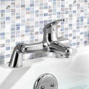 (V212) Sleek Modern Bathroom Chrome Bath Filler Lever Mixer Tap. Chrome Plated Solid Brass 1/4