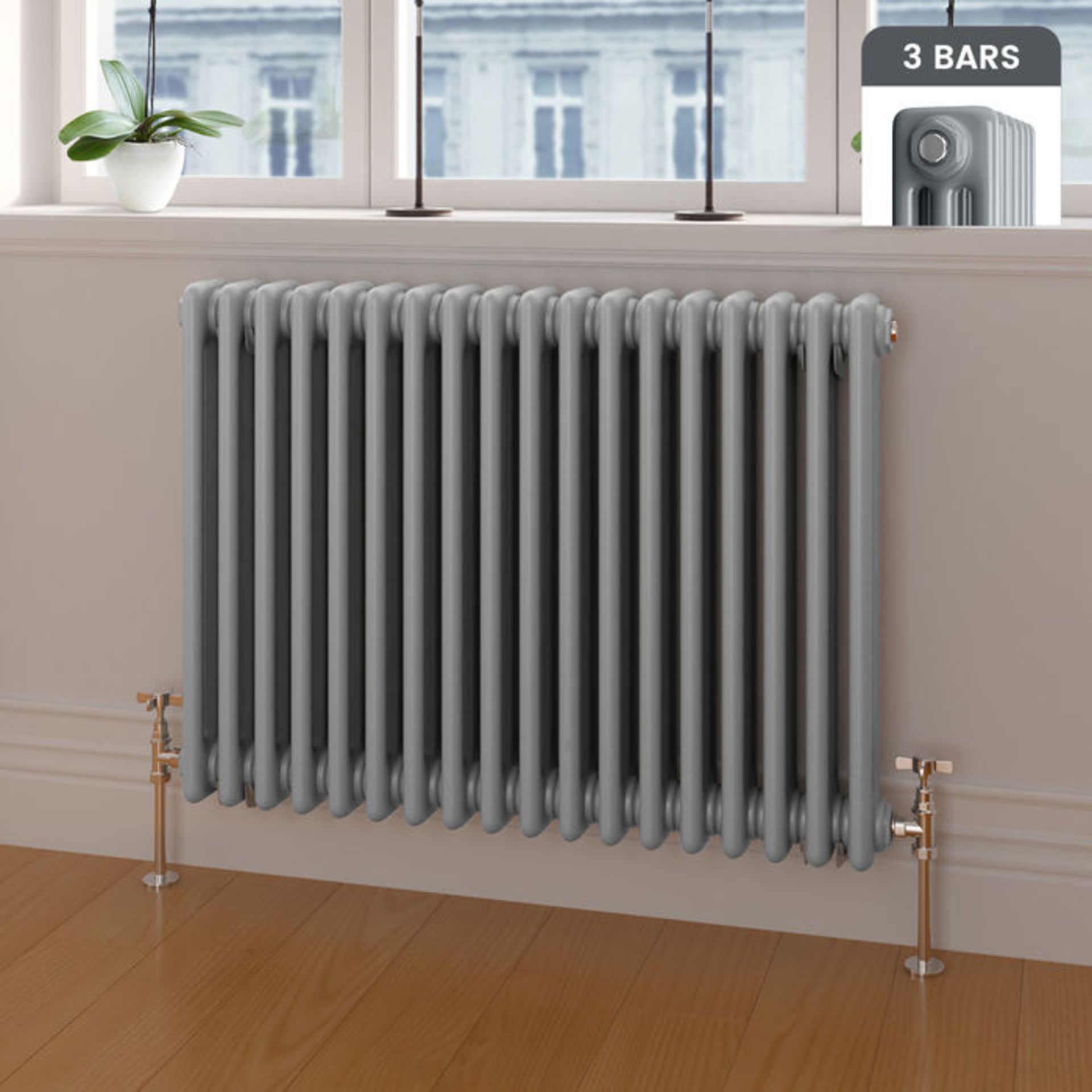 (O39) 600x820mm Earl Grey Triple Panel Horizontal Colosseum Radiator. RRP £339.99. Made from low