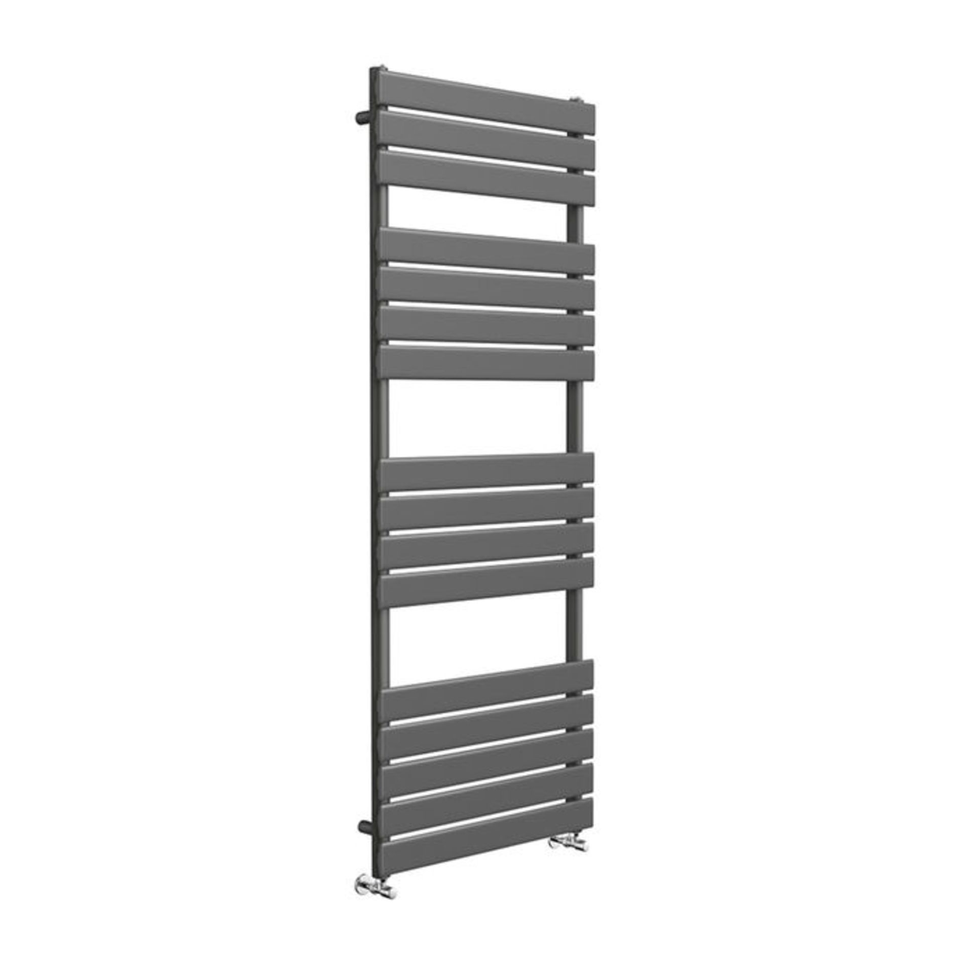 (O42) 1600x600mm Anthracite Flat Panel Ladder Towel Radiator. Made with low carbon steel, finished - Image 3 of 3