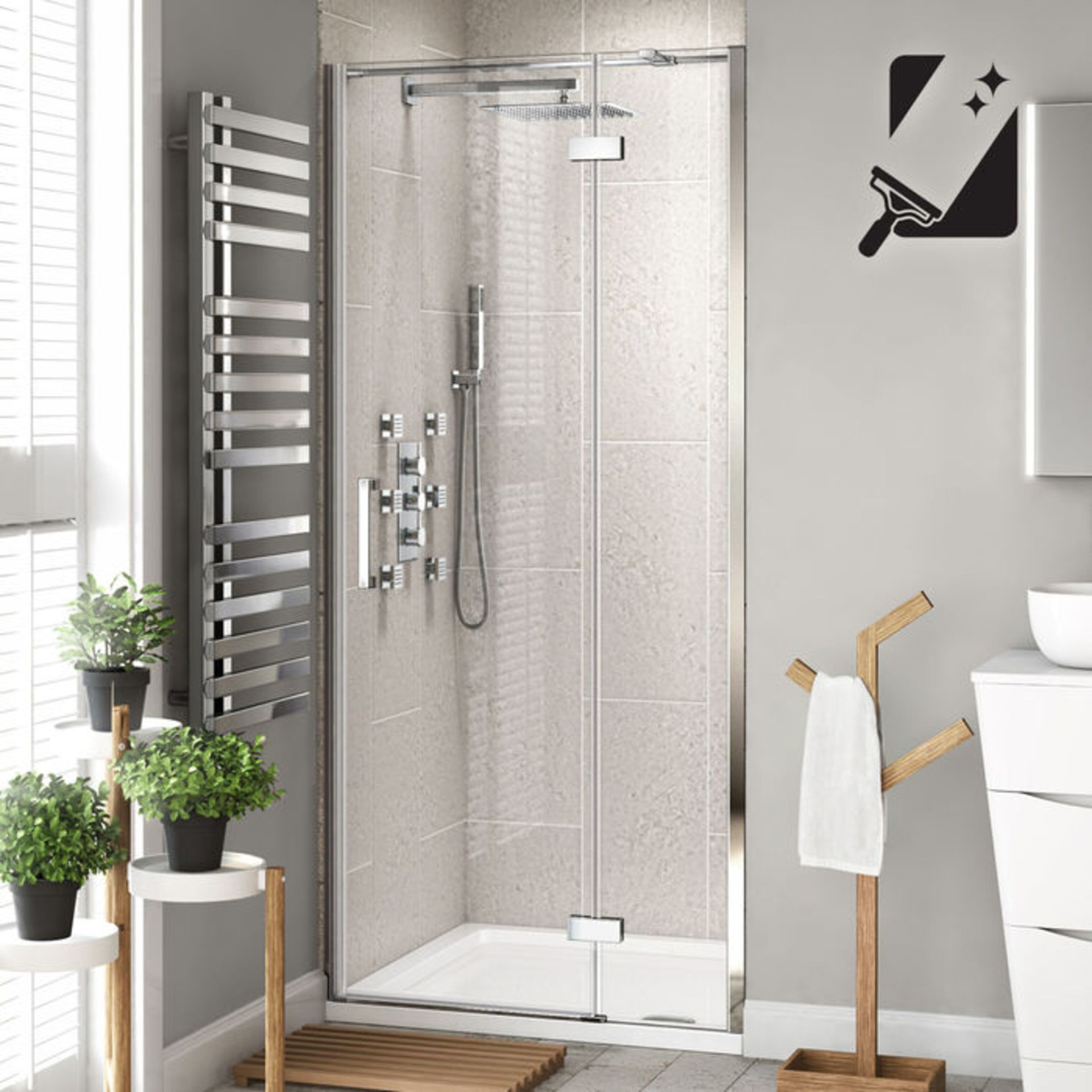 (O13) 1000mm - 8mm - Premium EasyClean Hinged Shower Door. RRP £499.99. 8mm EasyClean glass - Our