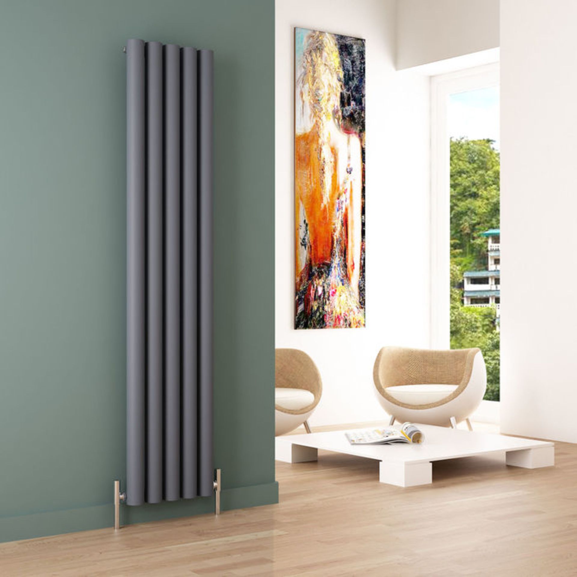 (O5) 1800x390mm Aluminium Anthracite Vertical Radiator. RRP £319.99. Made from Aluminium Up to a 20%