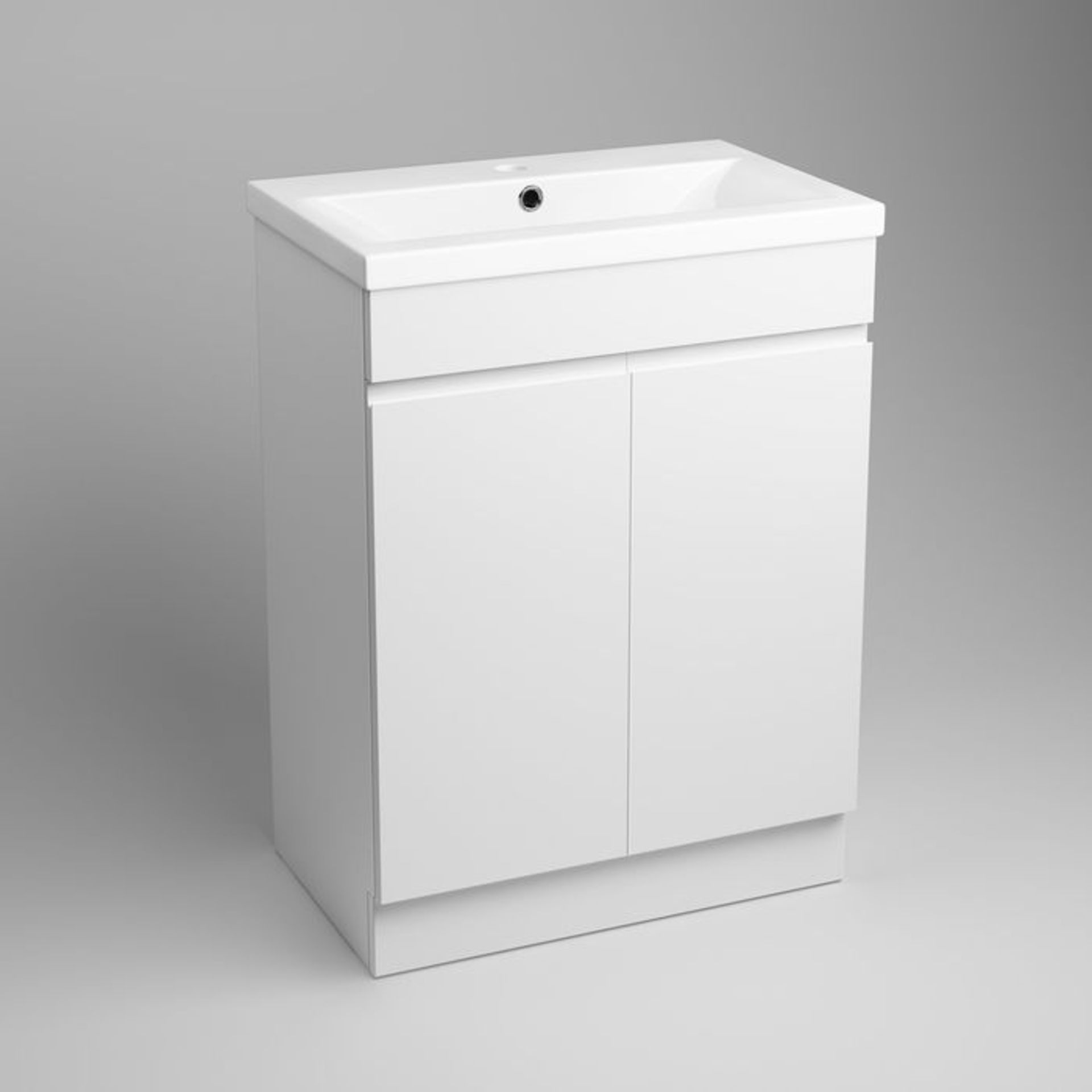 (O19) 600mm Trent High Gloss White Basin Cabinet - Floor Standing- Comes complete with basin. RRP £ - Image 4 of 5