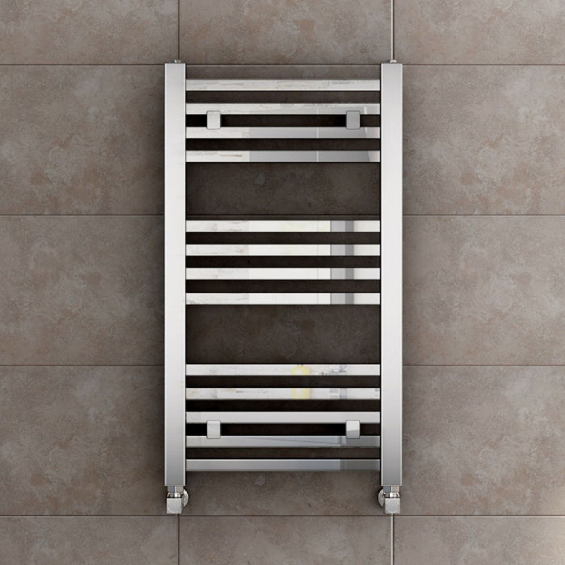 (O35) 800x450mm Chrome Square Rail Ladder Towel Radiator. Made from low carbon steel with a high