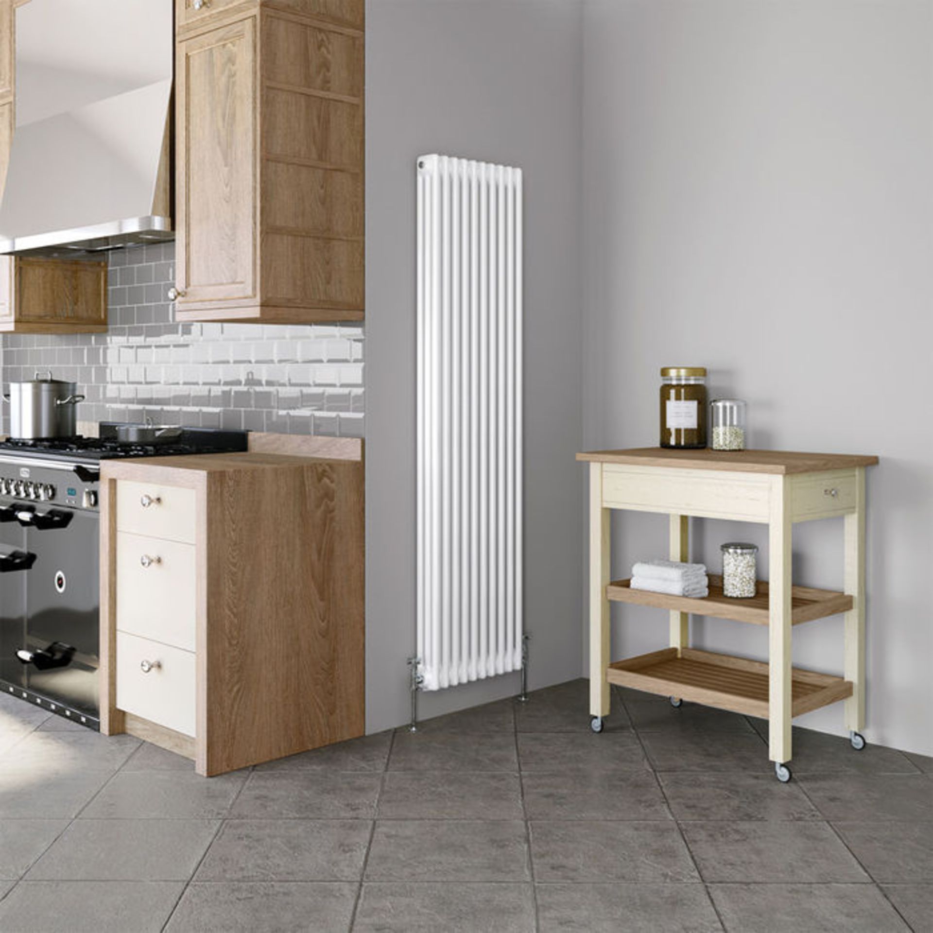 (O45) 1800x468mm White Triple Panel Vertical Colosseum Traditional Radiator. RRP £599.99. Made - Image 3 of 4