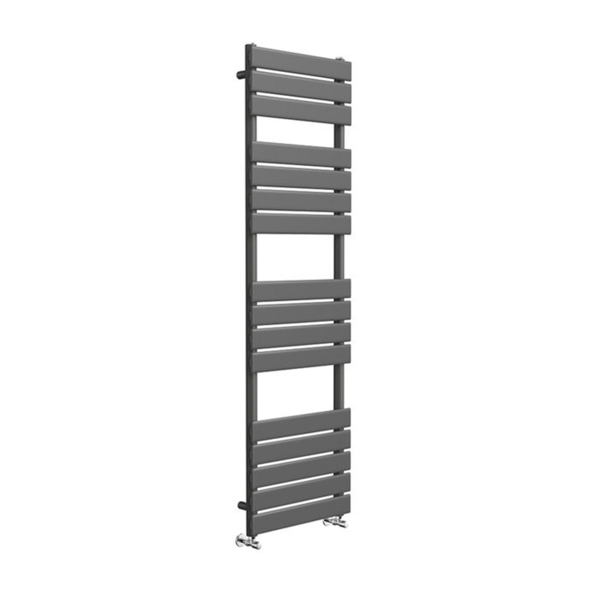 (O94) 1600x450mm Anthracite Flat Panel Ladder Towel Radiator. RRP £424.99. Made with low carbon - Image 3 of 3