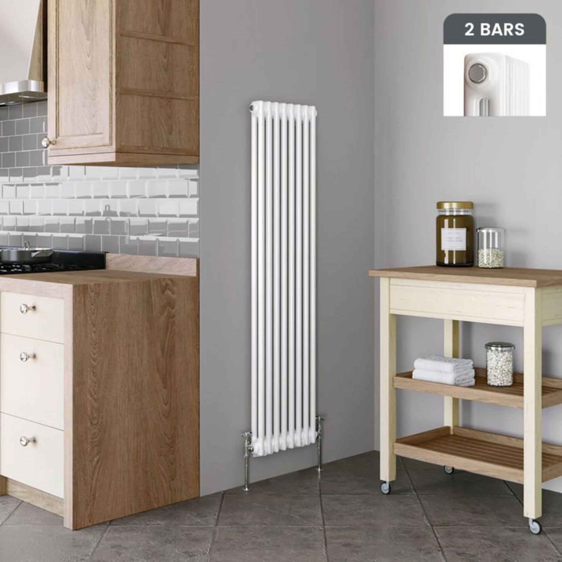 (Z91) 1500x380mm White Double Panel Vertical Colosseum Traditional Radiator. MRRP £499.99. Low - Image 3 of 5