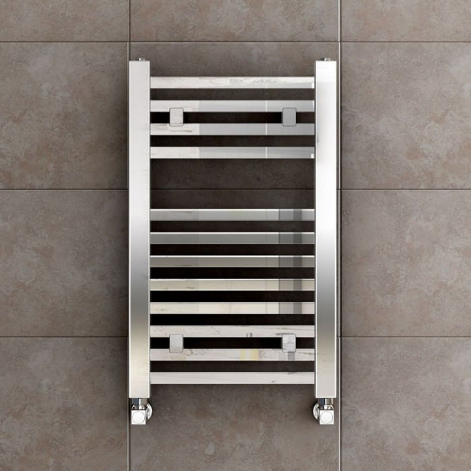 (Z175) 650x400mm Chrome Square Rail Ladder Towel Radiator. Low carbon steel chrome plated radiator