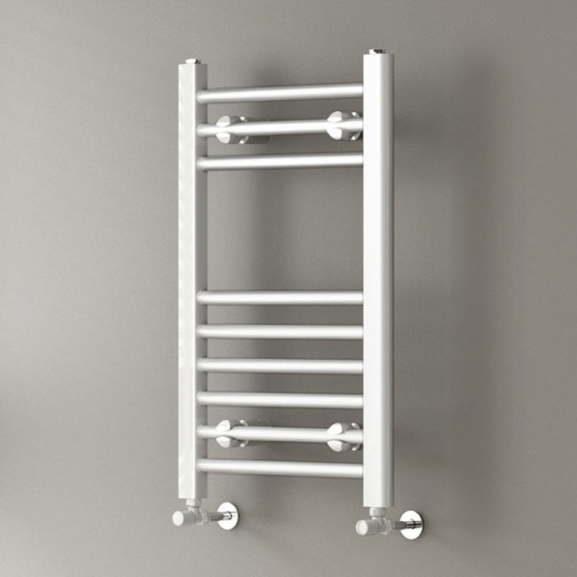 (K11) 650x400mm White Straight Rail Ladder Towel Radiator. Low carbon steel, high quality white