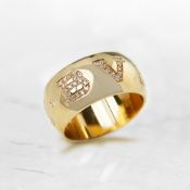 Bulgari 18k Yellow Gold 0.50ct Diamond Monlogo Ring