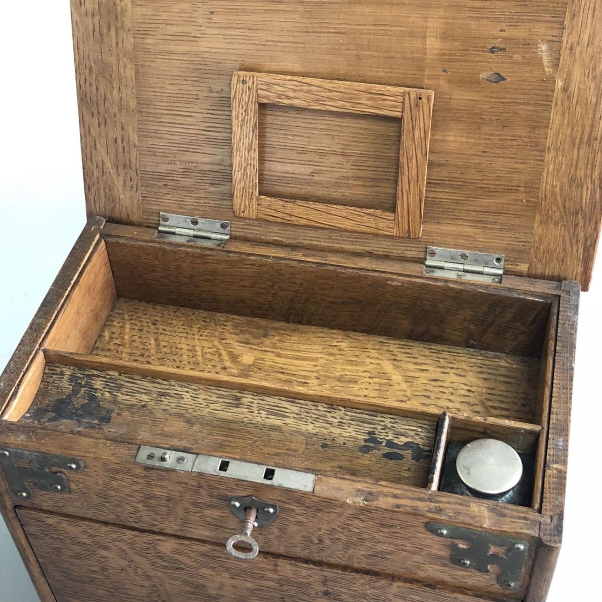 Oak Desk Stationery Cabinet English Antique Victorian Correspondence Writing Box - Image 4 of 10