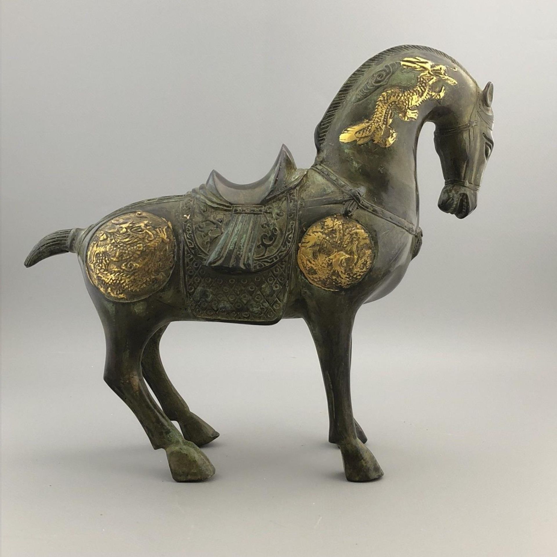 Chinese Gilded Bronze Tang Style Horse - Image 2 of 7