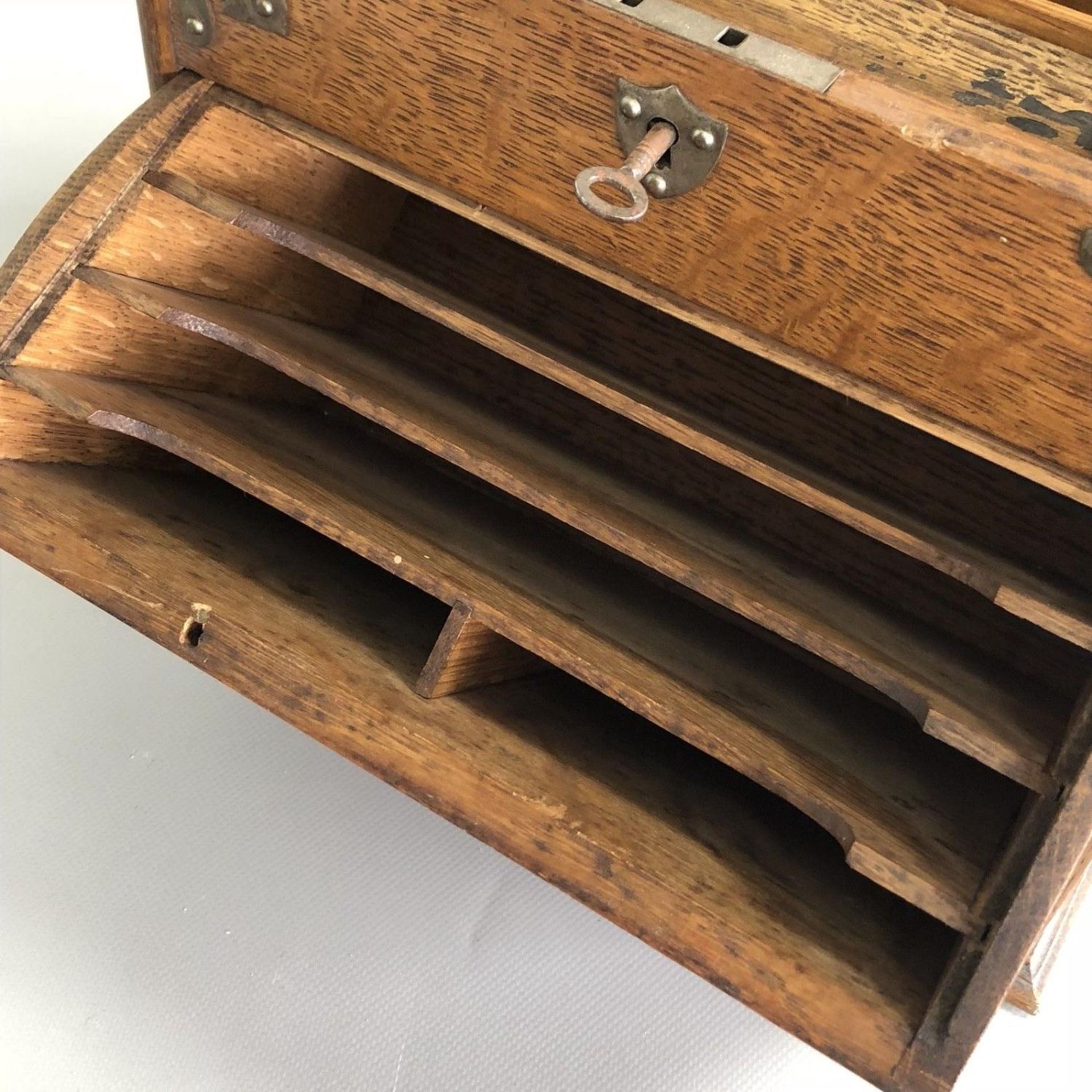 Oak Desk Stationery Cabinet English Antique Victorian Correspondence Writing Box - Image 6 of 10