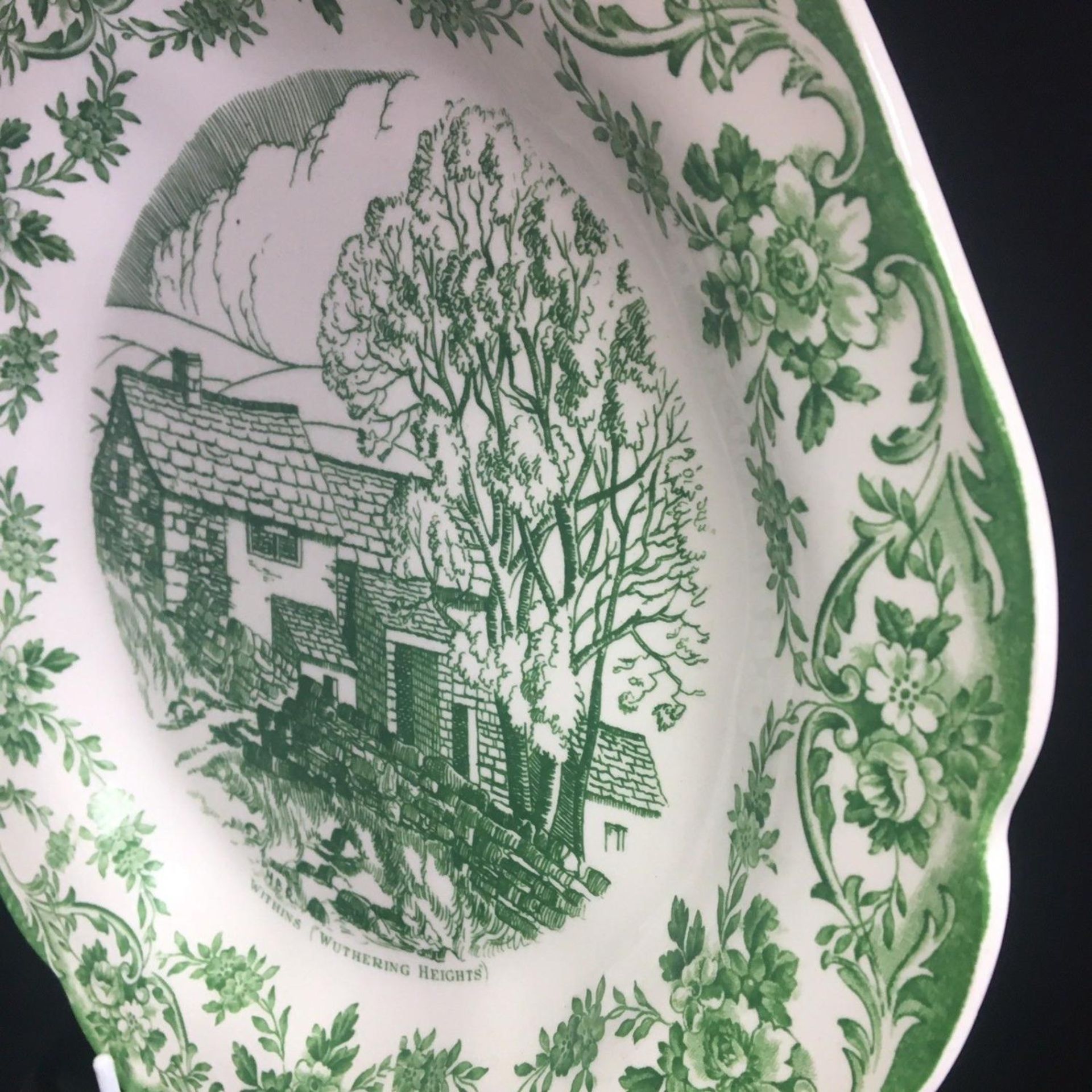 Wedgwood Etruria Bronte Plate - green transfer ware Withins Wuthering Heights - Image 3 of 4